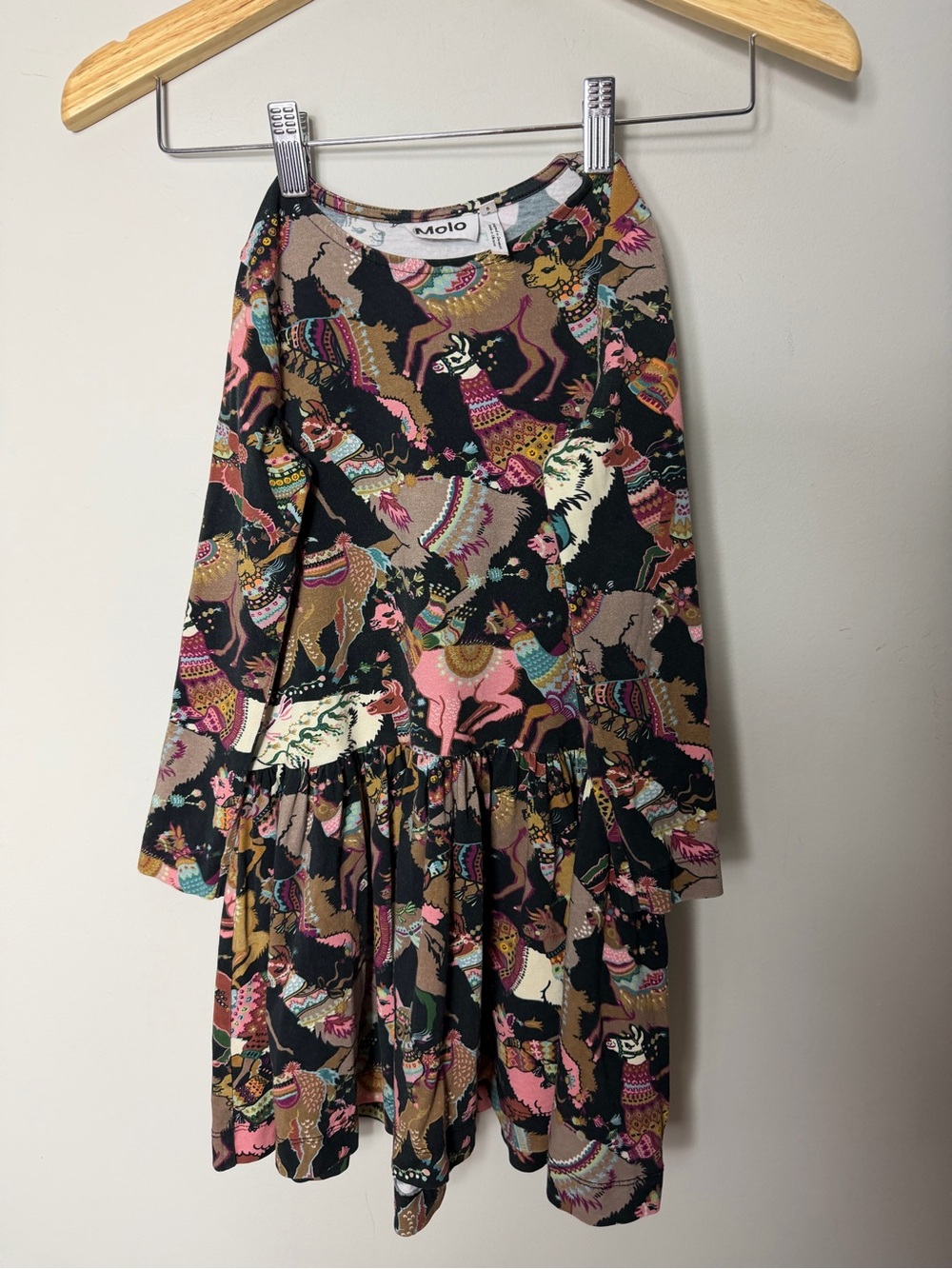 Molo Creola Organic Cotton Llama Joy Long Sleeve Dress Girls Kids Children - Picture 3 of 10
